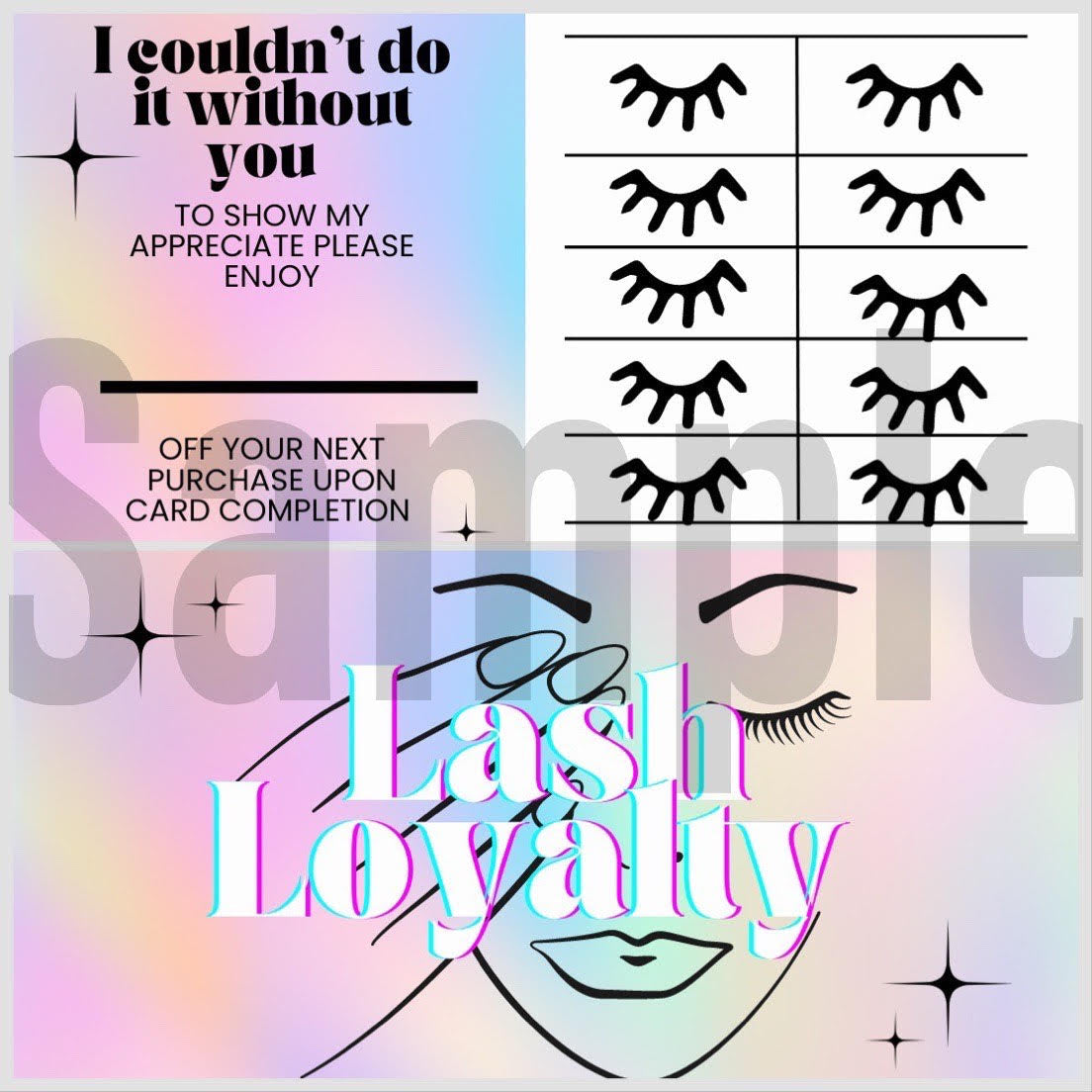 Lash Extension Loyalty Cards — Pastel Princess 🌸